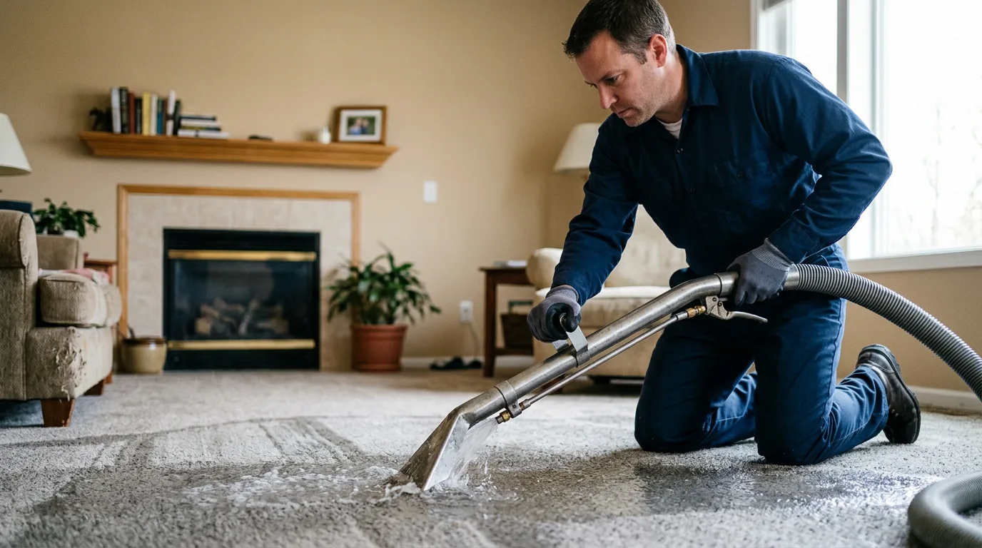 Water damage restoration technician working near Lorimor, IA